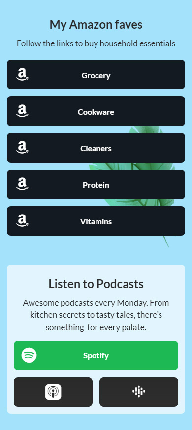 Amazon links on a Taplink of a nutritionist