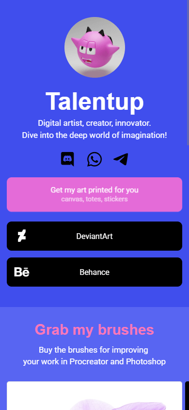 Top of the artist’s link tree example