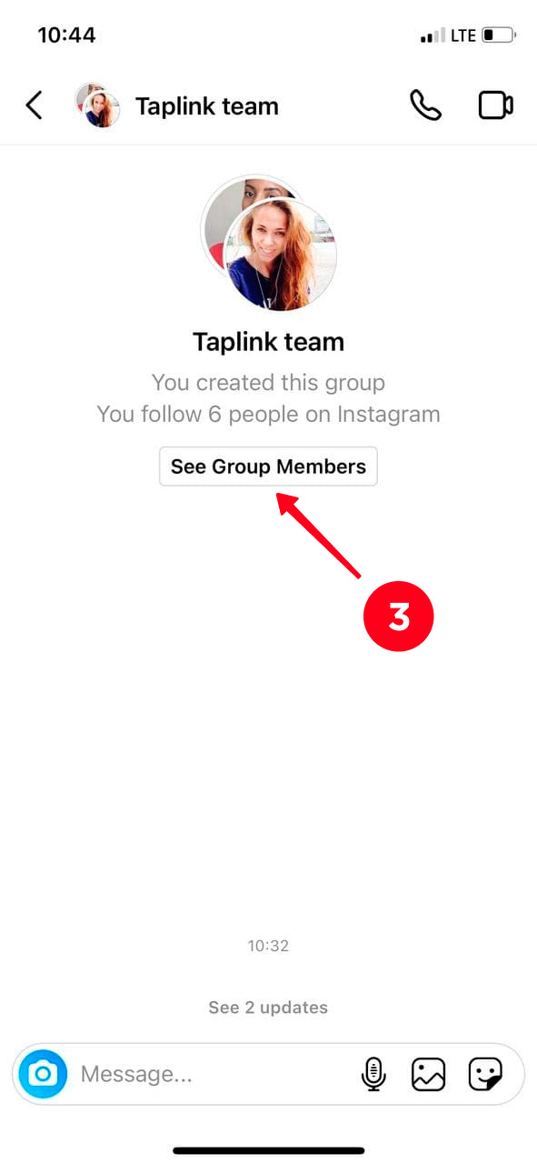 Tapping See Group Members in an Instagram Direct chat