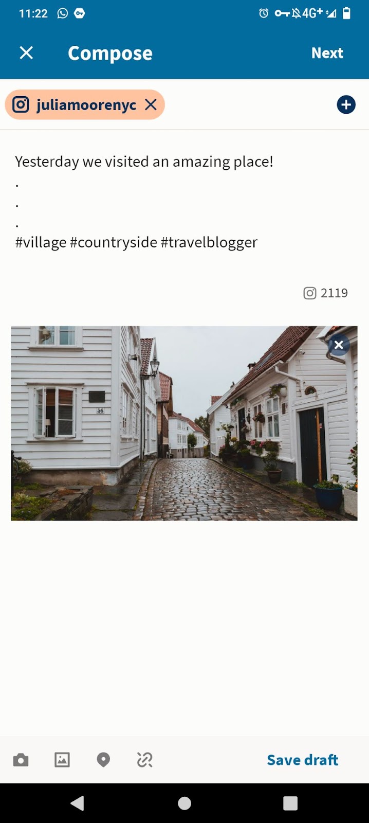 Creating an Instagram post in Hootsuite for scheduled posting