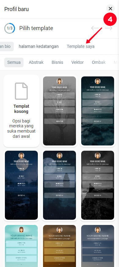 Beralih ke tab Templat saya di perpustakaan Taplink