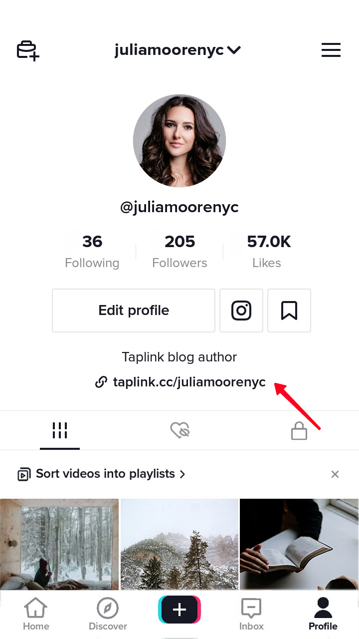 Link cliccabile evidenziato nella biografia di un marketer su TikTok