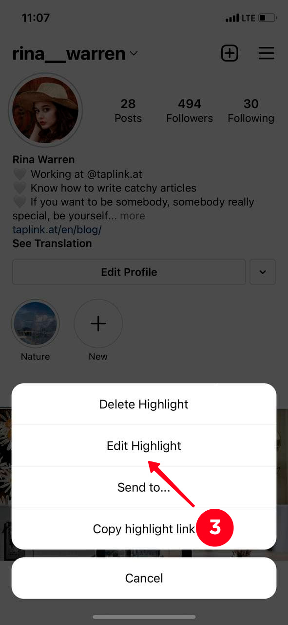 Tapping Edit Highlight in the action menu