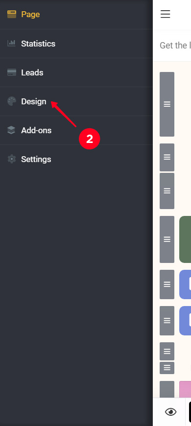 Choosing Design on the list of profile options