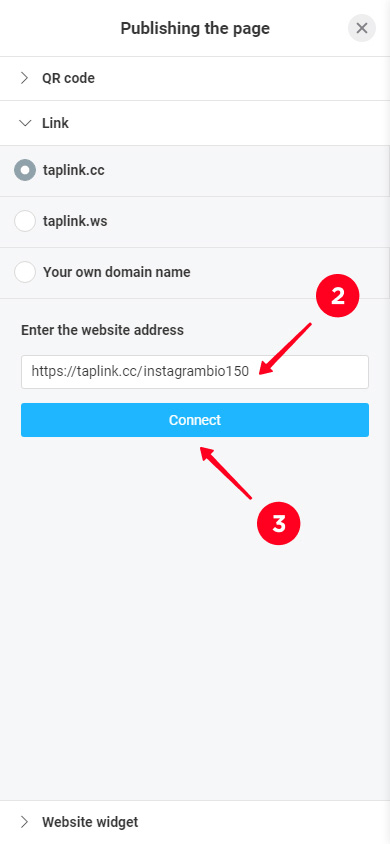 Collegamento di un URL alla pagina link Instagram in bio
