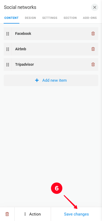Tapping Choose in the Social networks settings window on Taplink