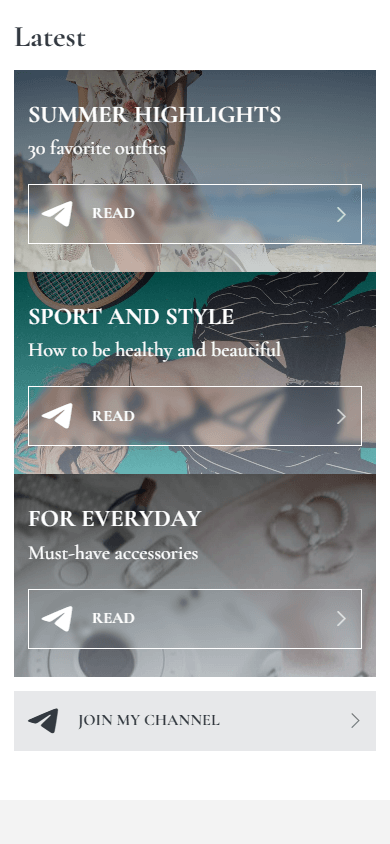 Middle of the fashion blogger’s page created with Taplink