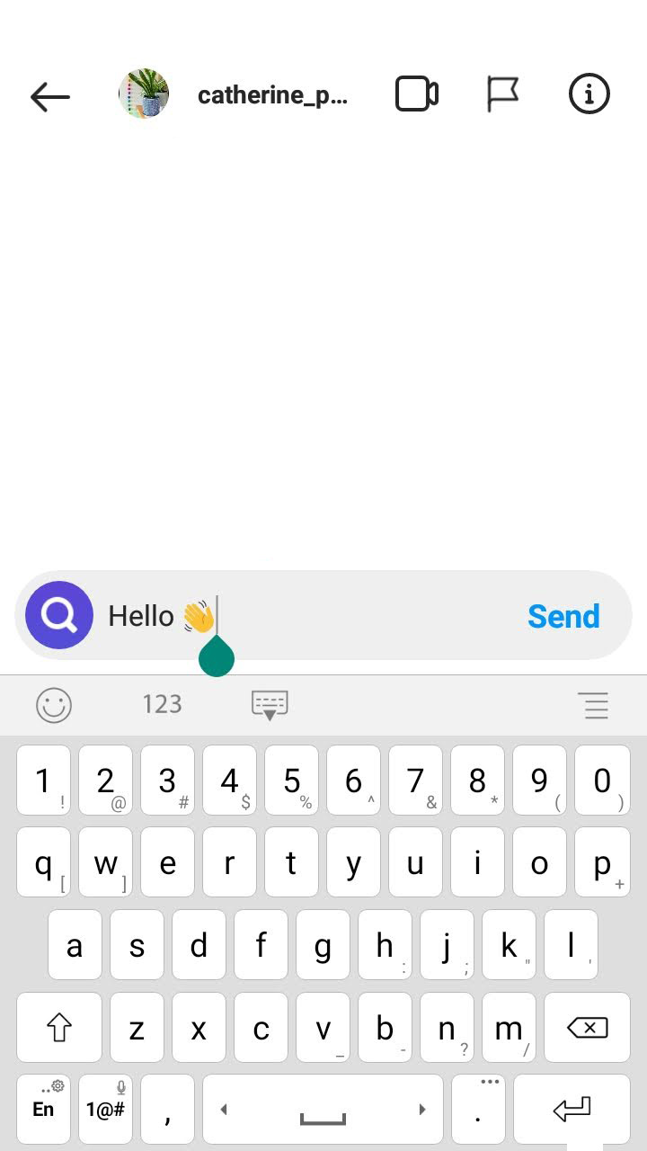 Text message in Instagram Direct.