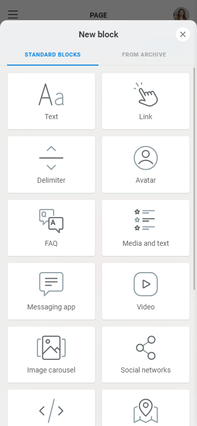 The first 12 Taplink blocks on the list