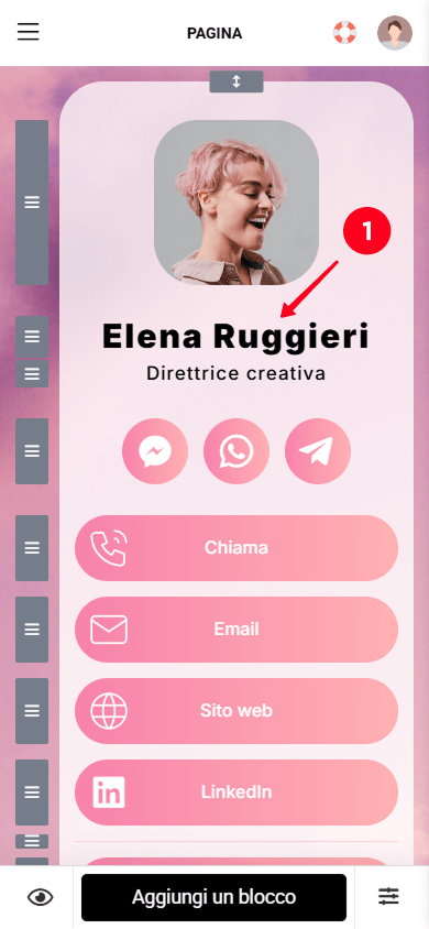 Clic su un blocco di testo nell’editor