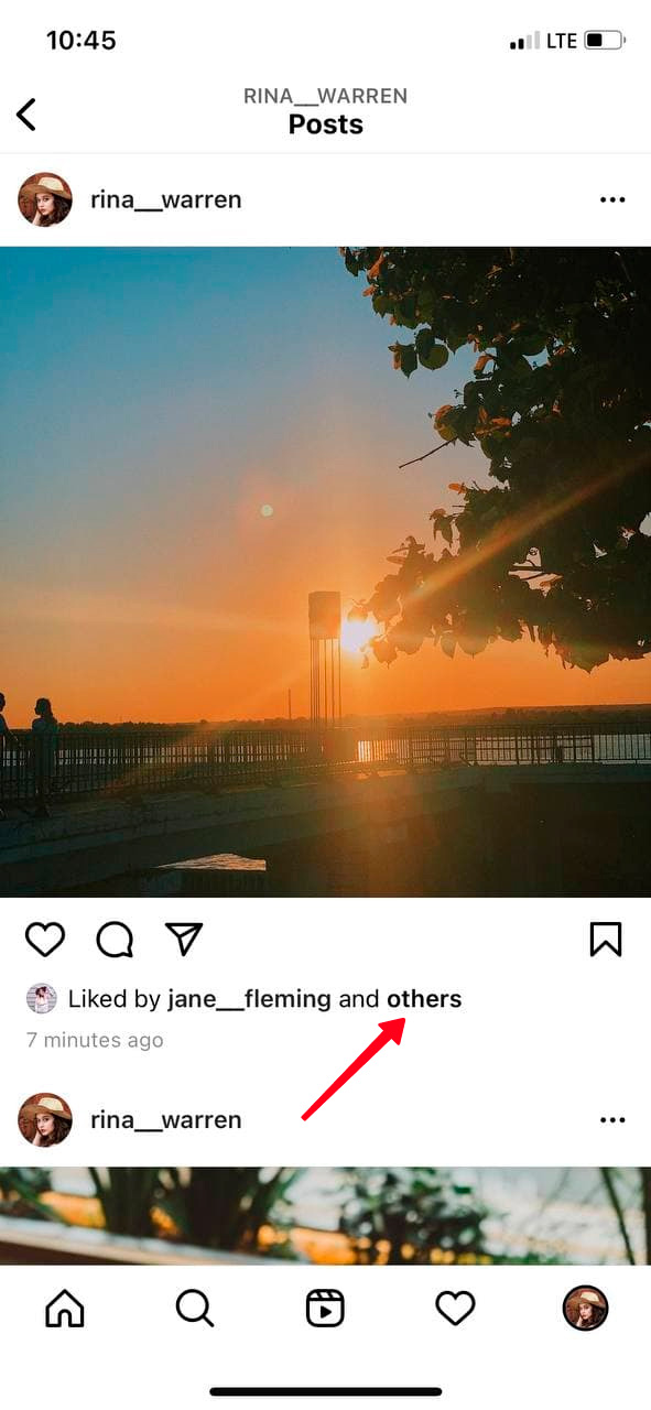 Highlighted text under an Instagram post that is displayed instead of the like count