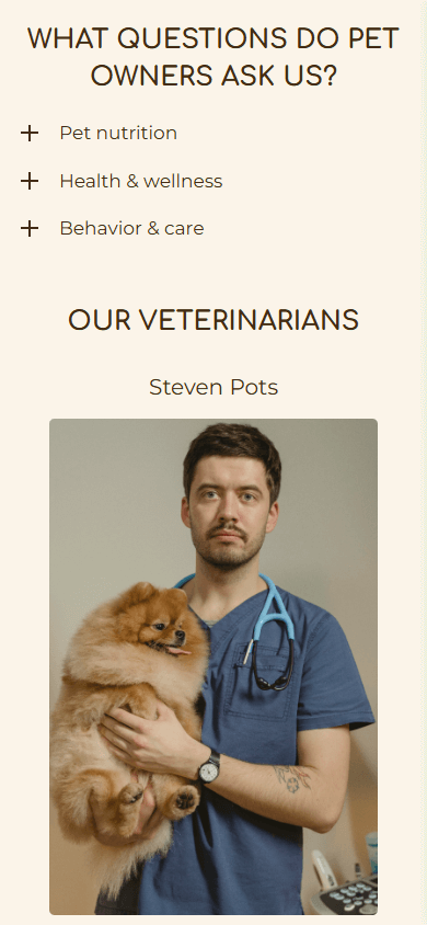 The middle of the pet clinic’s link tree sample