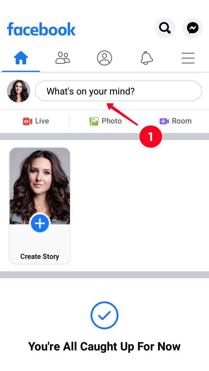 Tocar '¿Qué estás pensando?' en la página de perfil de Facebook