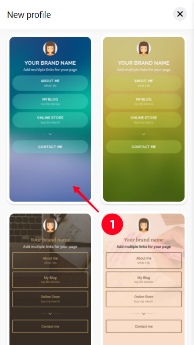 Selecting a template for a page with multiple links in the library