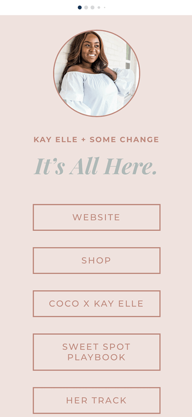 A landing page created with the Milkshake app and displaying an image, text, and links
