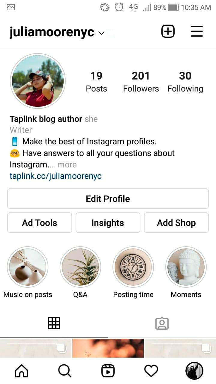 User’s page on Instagram with updated profile picture on an Android-powered smartphone
