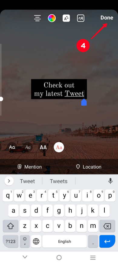 Saving text added to an Instagram story