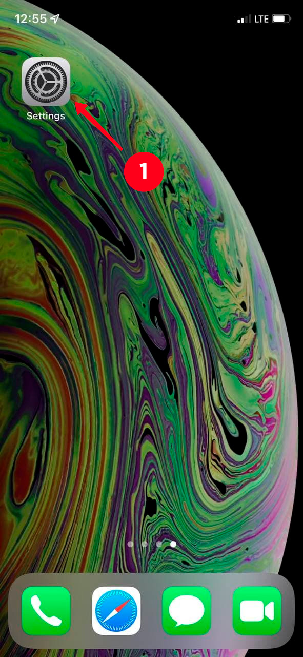 Opening Settings on an iPhone