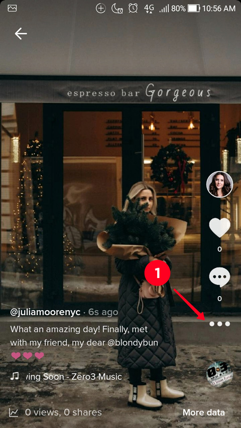 Tapping the three lines in the TikTok video feed