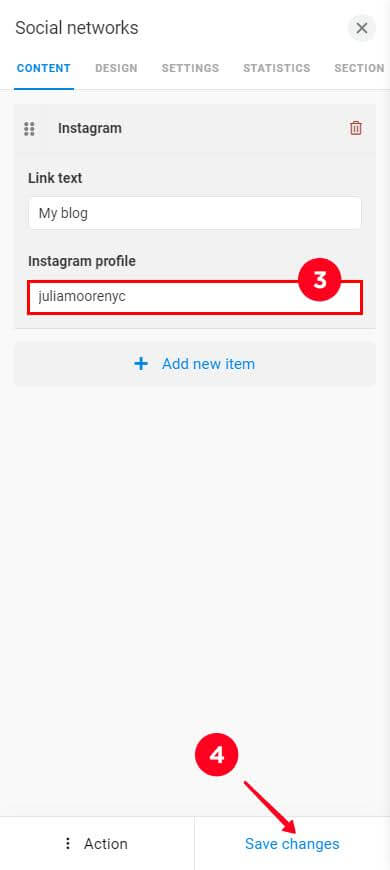 Highlighted username field in the Instagram account link settings