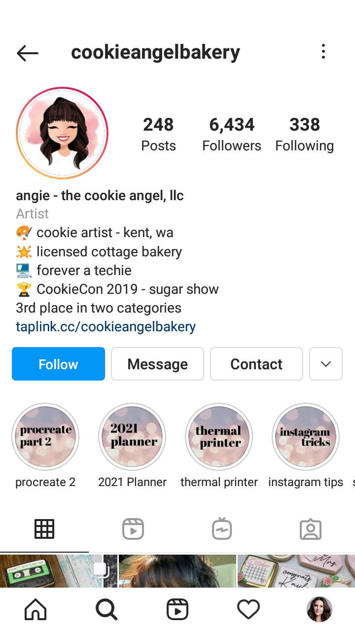 Pagina del profilo Instagram della panetteria