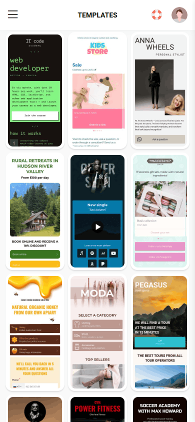 The third part of the Taplink page templates