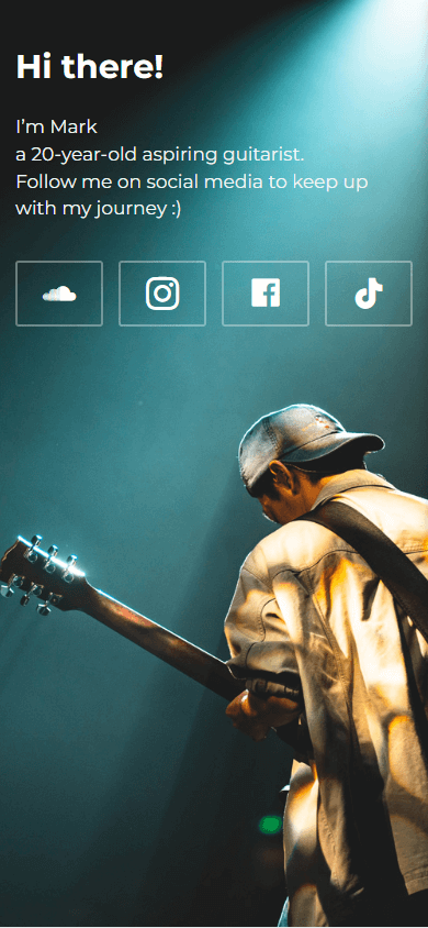The musician’s link in bio page created with the Taplink website builder
