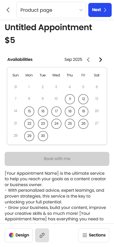 Appointment settings in Beacons.ai