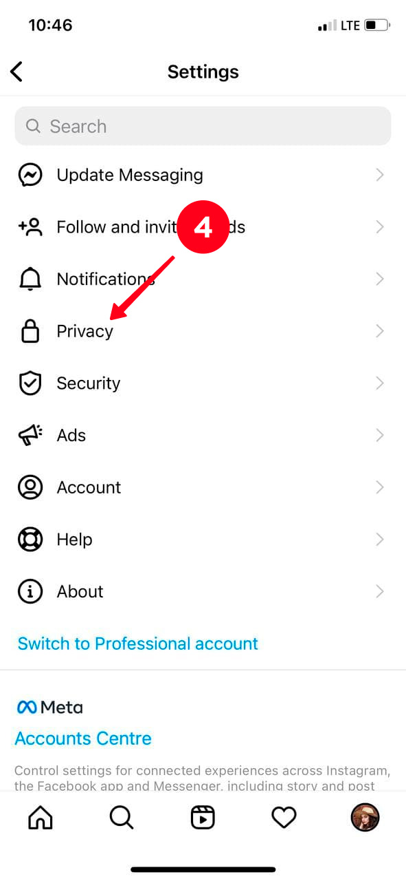 Choosing Privacy in the Instagram settings