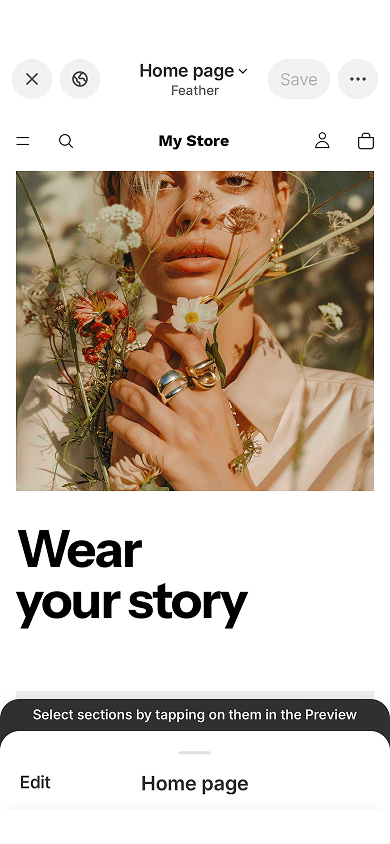 An online store editor in Shopify