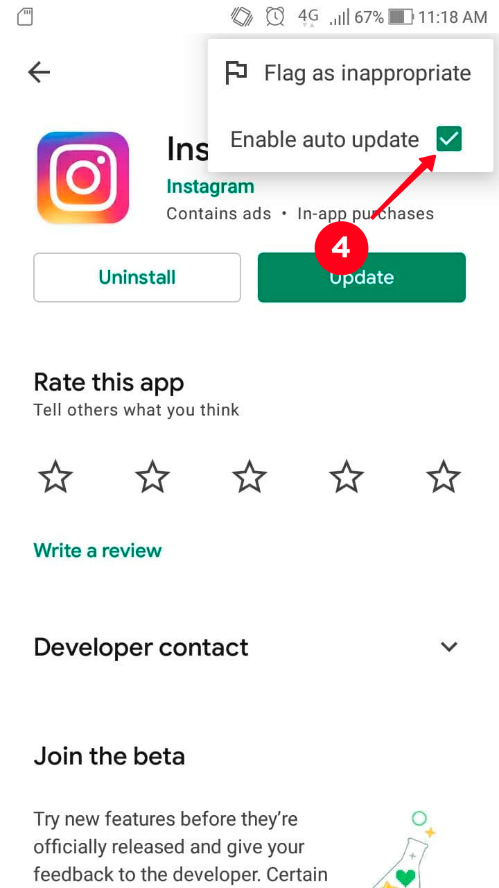 Checking the Enable auto update box in the settings