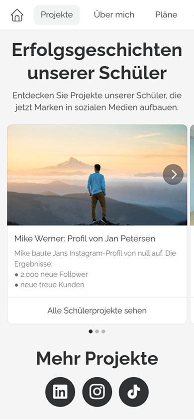 Ein Beispiel für eine interne Seite, erstellt mit dem Link-in-Bio-Tool Taplink