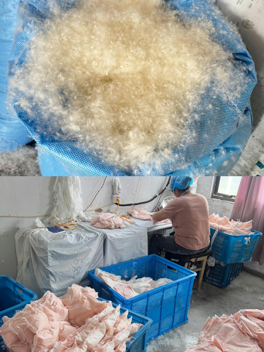 Duck down filling and jacket filling process