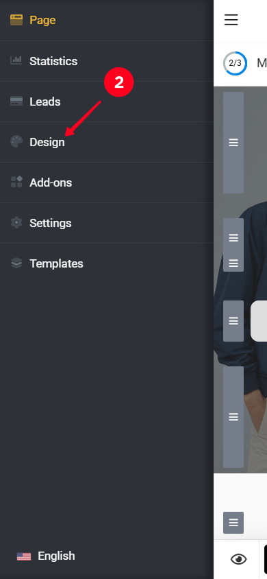 Selecting Design from the Taplink menu