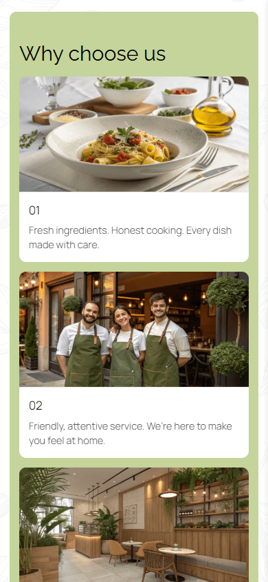 Middle of the link in bio page of a cafe