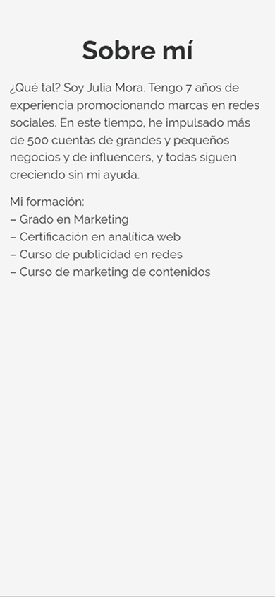 Un encabezado, una descripción y una lista creados con el bloque Texto en Taplink
