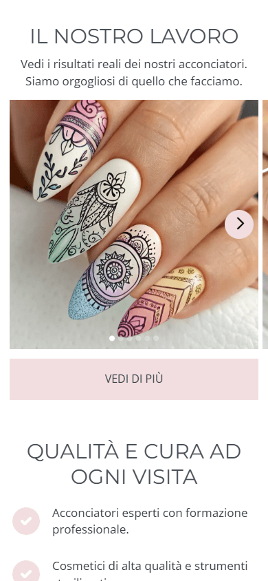 Parte inferiore dell’esempio della pagina di link in bio di un salone di bellezza