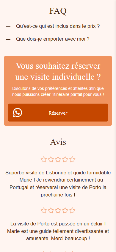 Le bas du Linktree du voyageur