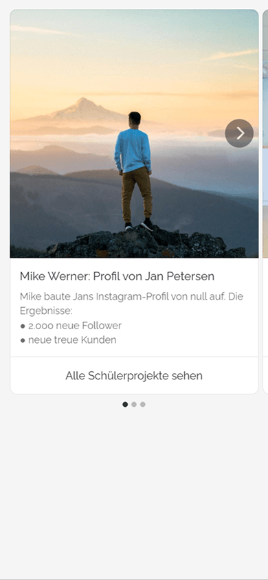 Die erste Folie des Bild-Karussells auf der Taplink-Link-in-Bio-Seite