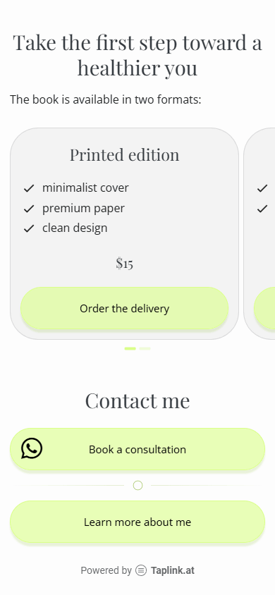 Bottom of a health expert’s website with a link to an About page