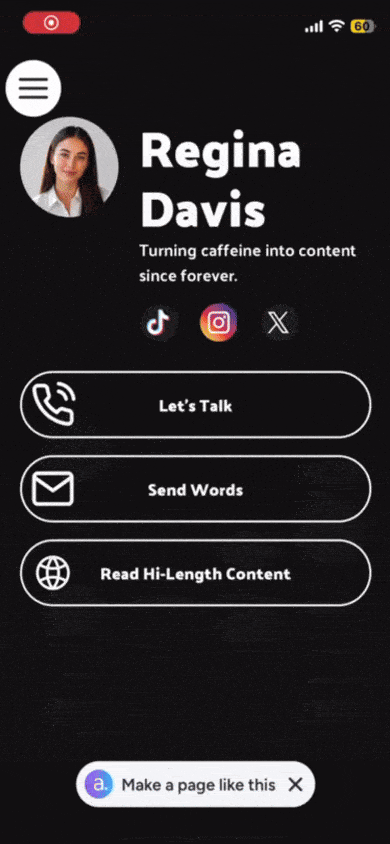 Ad pop-up that appears after tapping a button on the atom.bio page