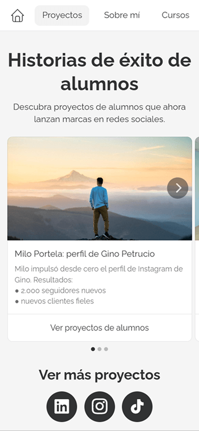Ejemplo de una página interna creada con la herramienta de enlace en la biografía de Taplink