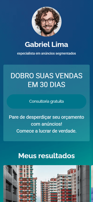 Parte superior do bom exemplo de Linktree de um marketer