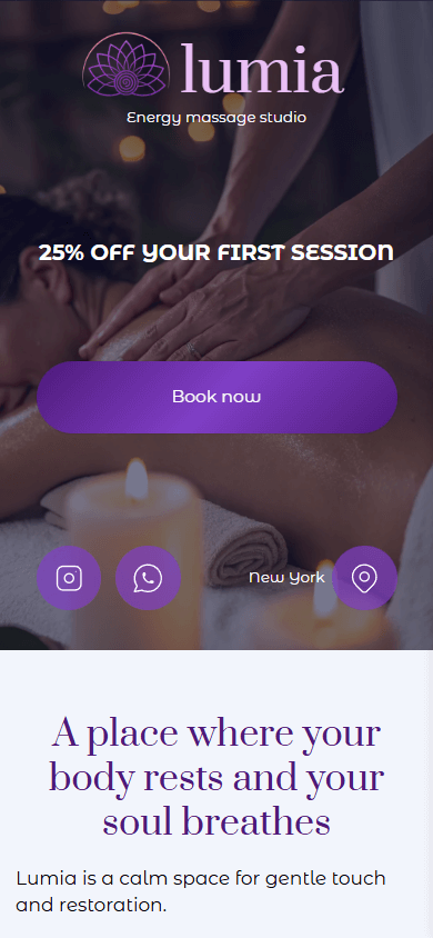 A service business link tree template for the massage studio