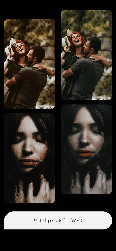 Bottom of a photographer’s page with a collage built with Taplink’s Custom block
