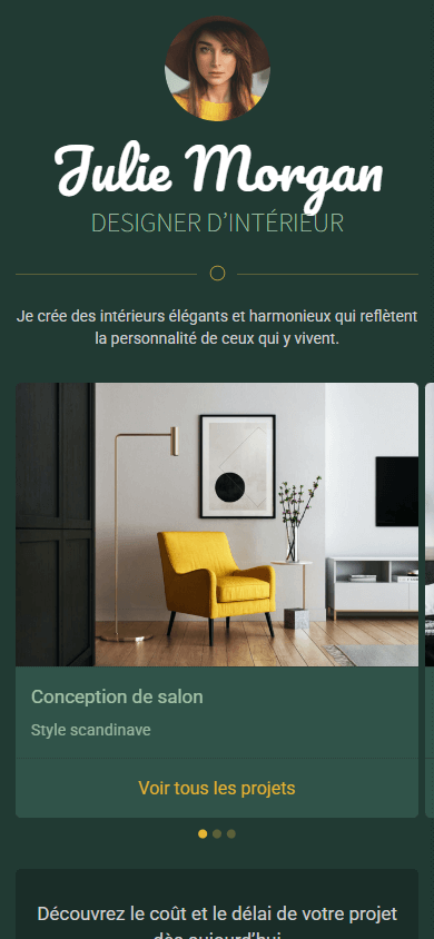 Le haut de l’exemple du Linktree de la designer