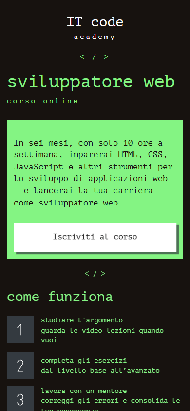 Parte superiore di un buon esempio di Linktree di un’accademia IT