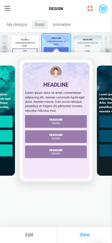 Design theme available in the Taplink digital business card maker