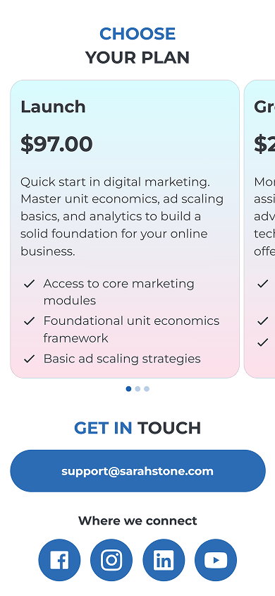 Bottom of the digital marketer’s page built with Taplink