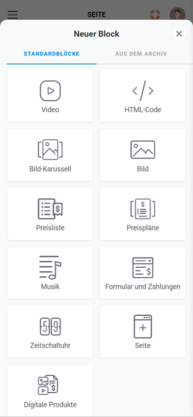 Zweiter Teil der Taplink-Inhaltsblöcke